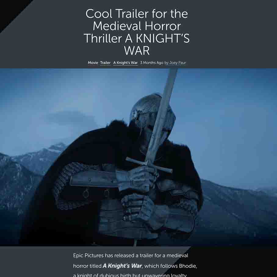 Cool Trailer for the Medieval Horror Thriller A KNIGHT’S WAR