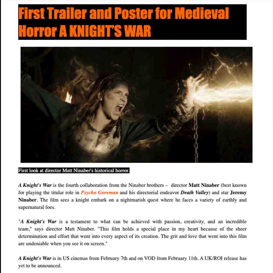 First Trailer and Poster for Medieval Horror ‘A Knight’s War