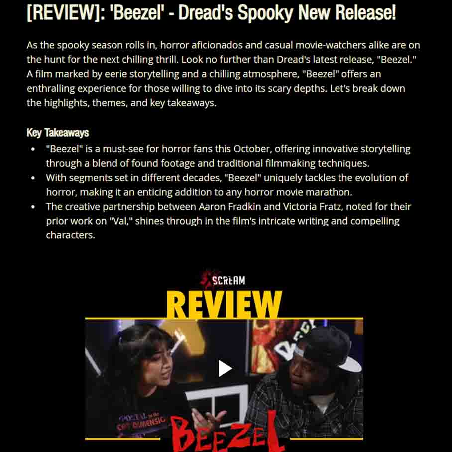 [REVIEW]: 'Beezel' - Dread's Spooky New Release!